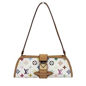 Louis Vuitton 00s Multicolor Blanc / White Monogram Shirley Pochette Clutch Bag
